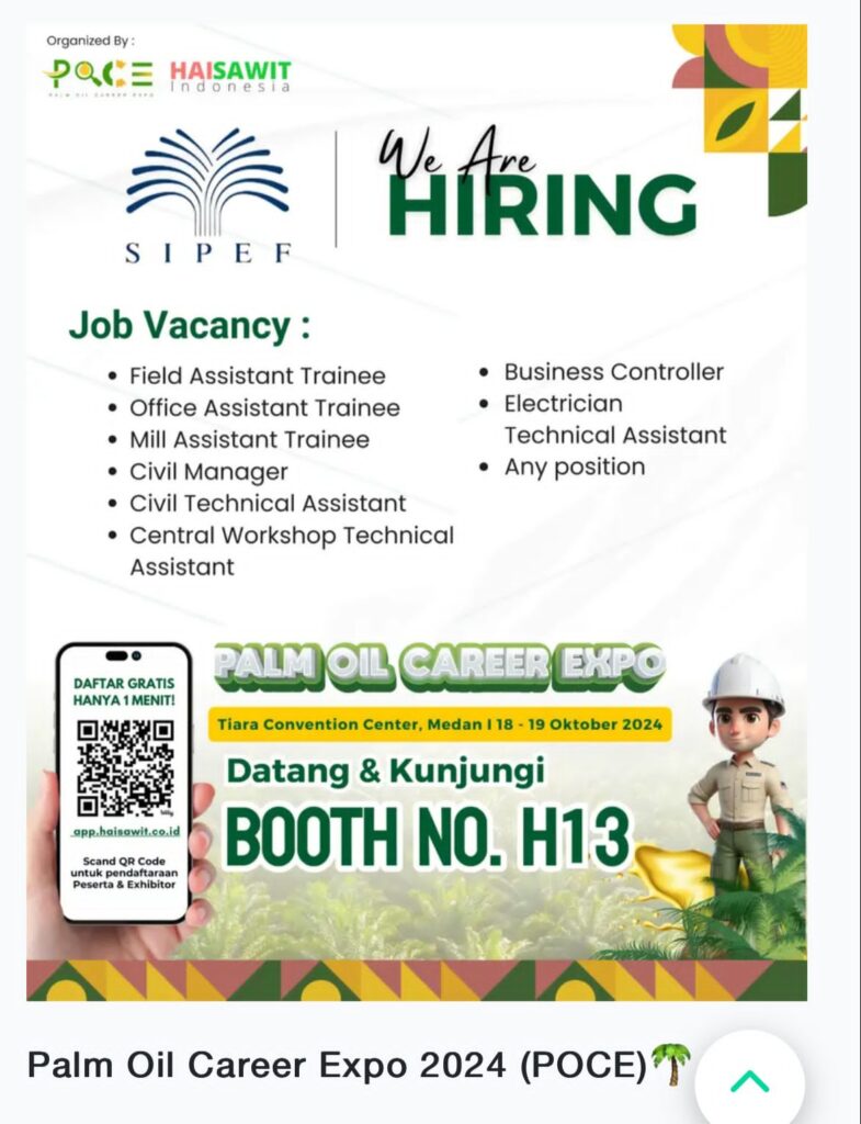 Job Vacancy: Palm Oil Career Expo 2024 (POCE)